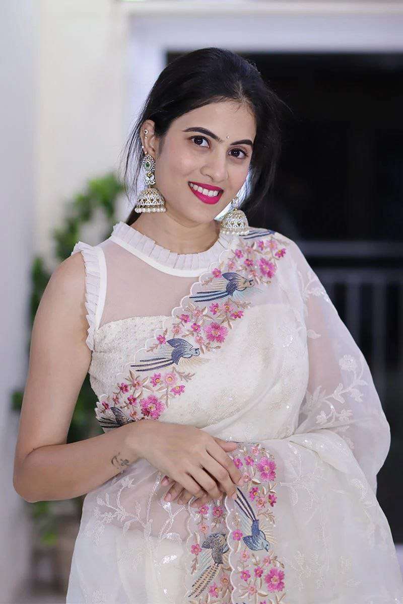 Premium Soft and pure Organza Silk fabric flower print on saree reseller in surat Kk 778 Premium Soft and pure Organza Silk fabric flower print on saree reseller in surat Kk 778